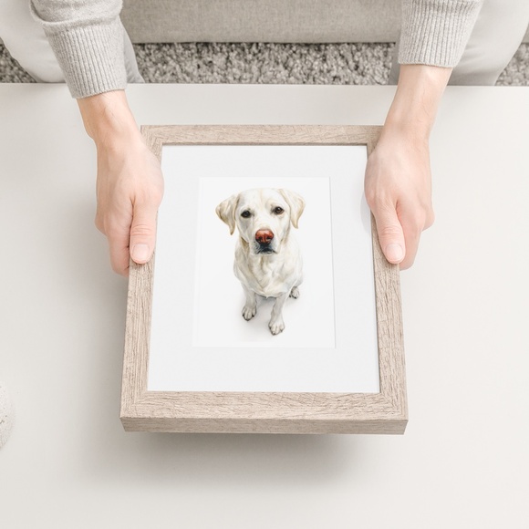 Watercolor Labrador Retriever Dog Portrait Wall Art Print, Unframed - Picture 6 of 7